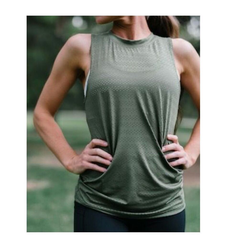ZYIA Women's XS Olive Green Mesh Chill Tank Top Sleeveless Casualy